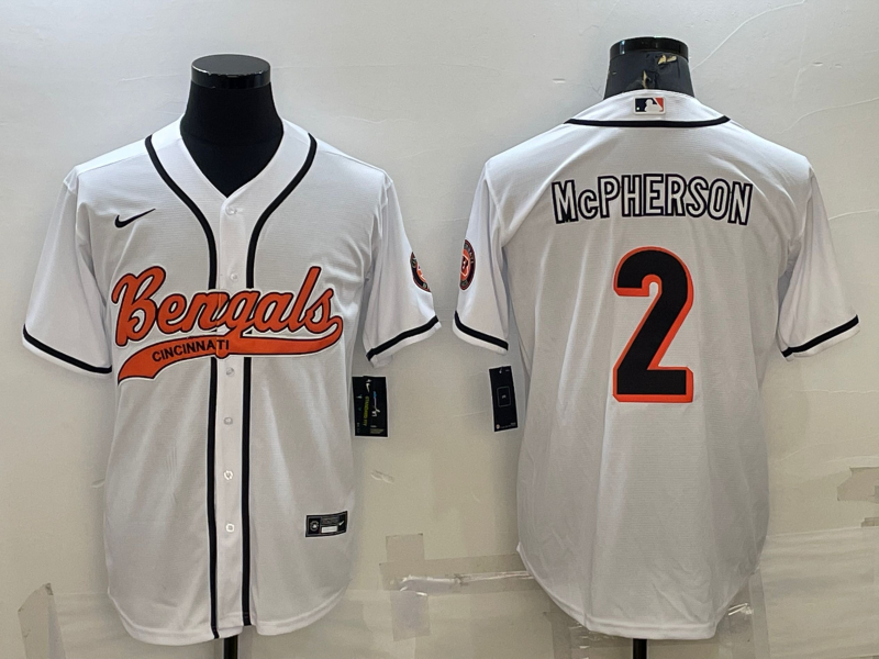 Men's Cincinnati Bengals Evan McPherson #2 White Jersey Men's Cincinnati Bengals Evan McPherson #2 White Jersey